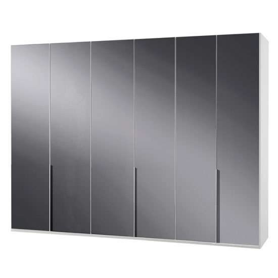New Zork Wooden Wardrobe In Gloss Grey And White 6 Doors