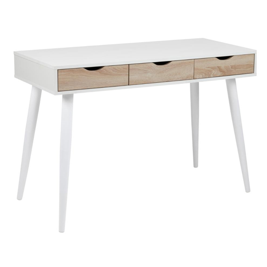 Product photograph of Newark Wooden 3 Drawers Computer Desk In White And Oak from Furniture in Fashion