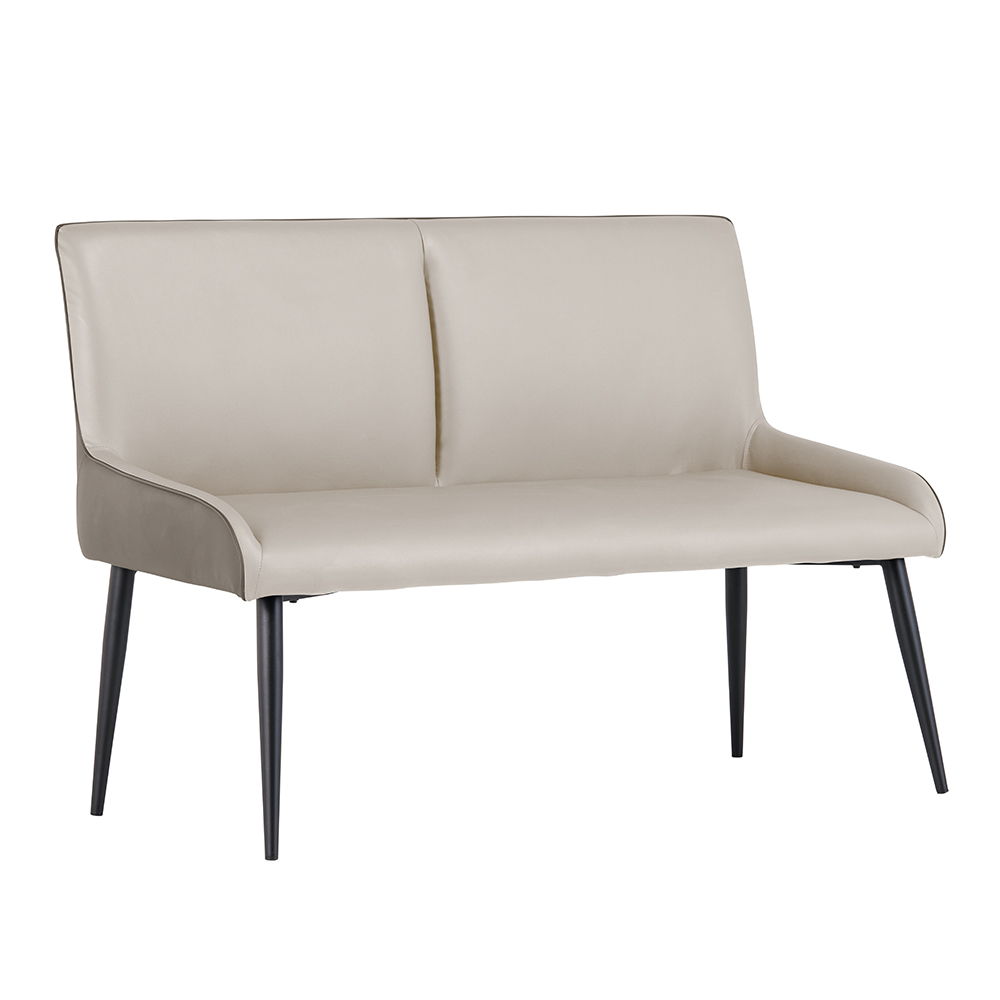 Newark Faux Leather Dining Bench in Light Grey
