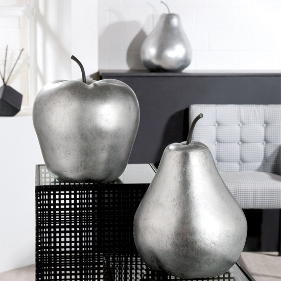Newark Fiberglass Magnesia Apple Sculpture Large In Silver