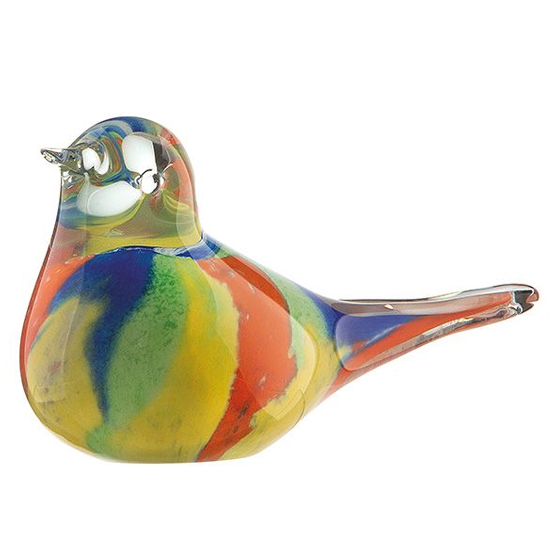 Newark Glass Bird Colore Sculpture In Multicolour