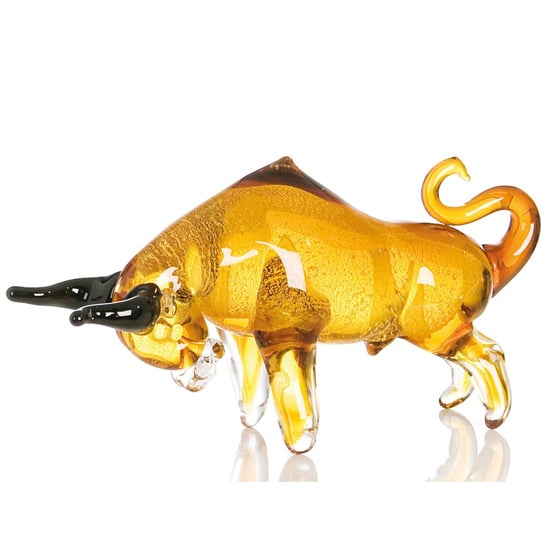 Product photograph of Newark Glass Bull Sculpture In Brown from Furniture in Fashion
