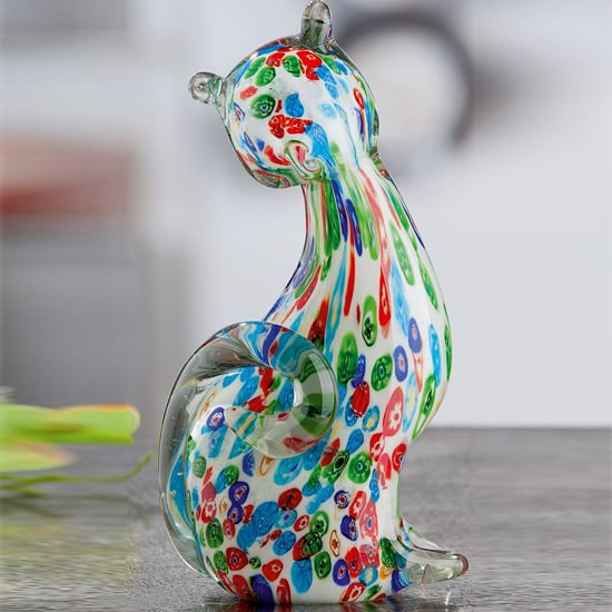 Newark Glass Cat Candy Sculpture In Multicolour