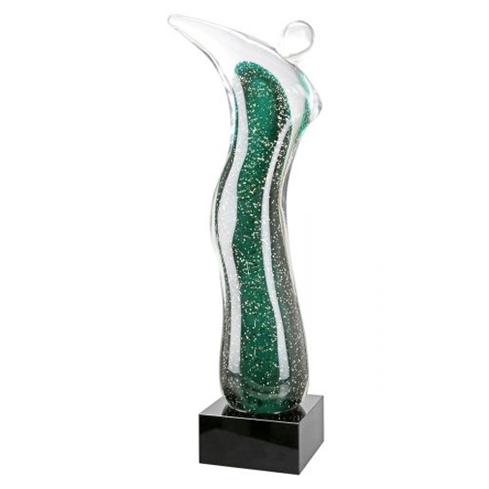 Product photograph of Newark Glass Debbi Sculpture In Green And Black from Furniture in Fashion