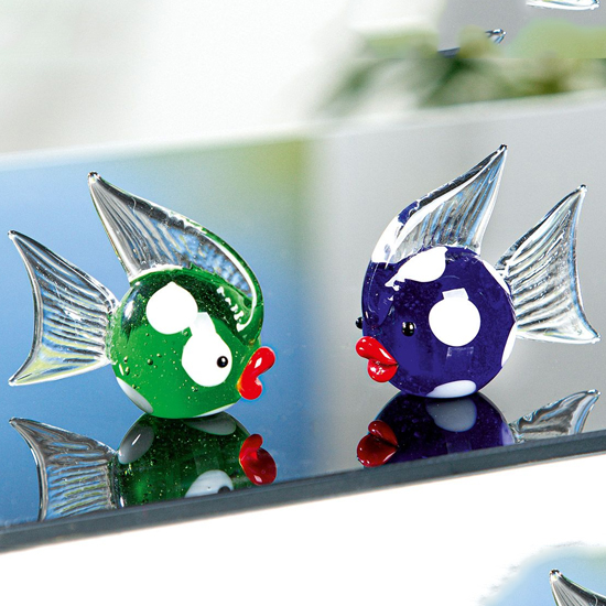 Newark Glass Fish Sculpture In Green And Blue