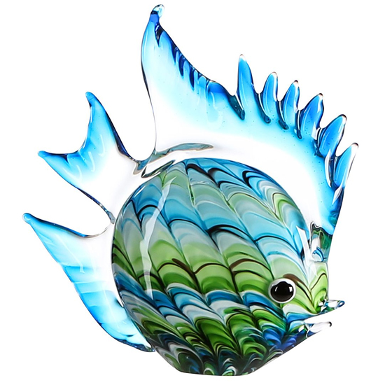 Newark Glass Fun Fish Sculpture In Blue And Green