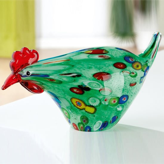 Newark Glass Hen Wildflower Sculpture In Multicolour