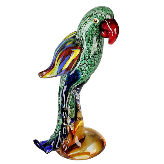 Newark Glass Parrot Sculpture In Multicolour