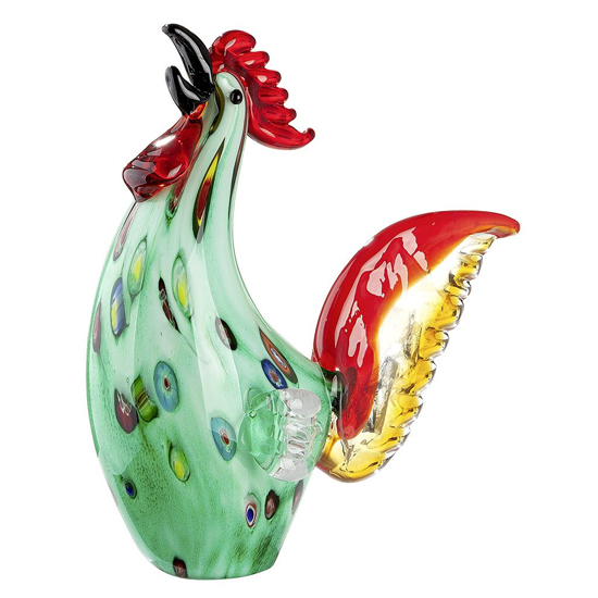 Newark Glass Rooster Wildflower Sculpture In Multicolour