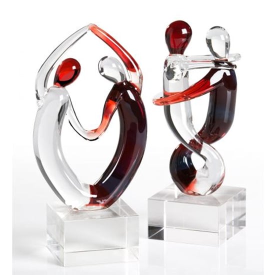 Newark Glass Samba Sculpture In Clear And Red from Furniture in Fashion