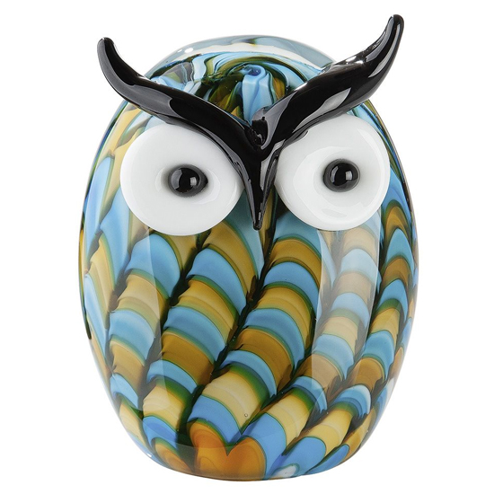 Newark Glass Sculpture Owl Olli Sculpture In Blue And Black