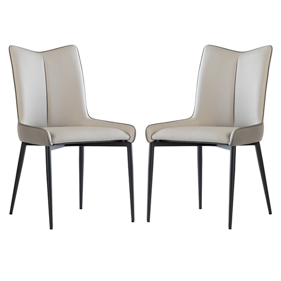 Newark Grey And Light Grey Faux Leather Dining Chairs In Pair