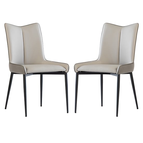 Read more about Newark grey and light grey faux leather dining chairs in pair