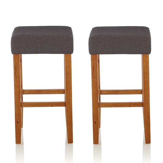 Newark Bar Stools In Dark Grey Fabric And Oak Legs In A Pair Furniture in Fashion