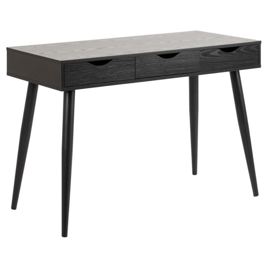 Product photograph of Newark Wooden Laptop Desk With 3 Drawers In Ash Black from Furniture in Fashion