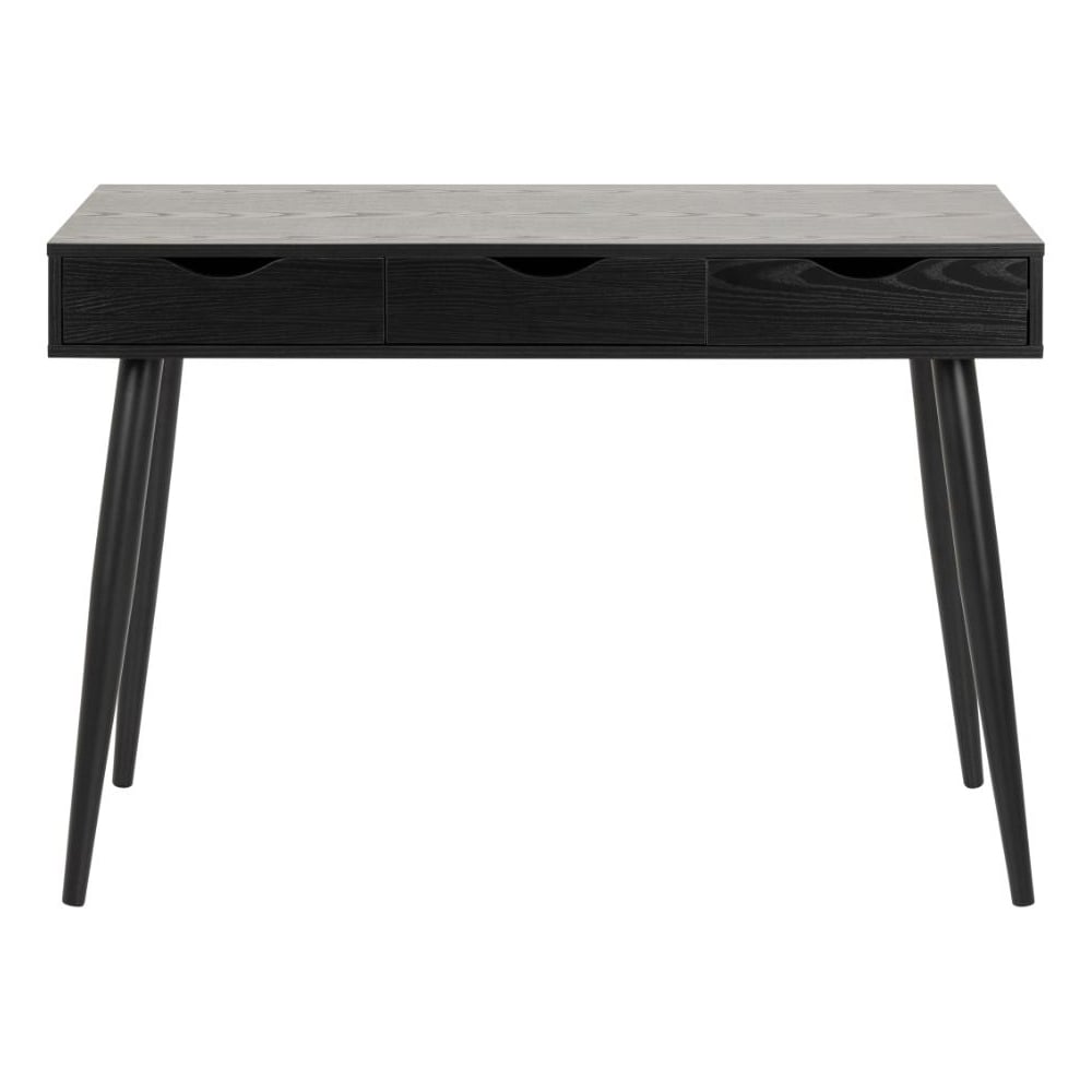 Newark Wooden Laptop Desk With 3 Drawers In Ash Black