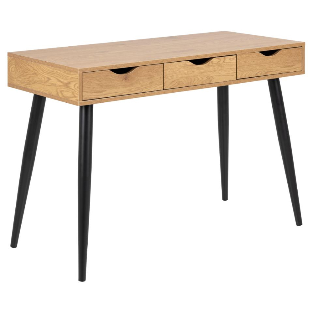 Newark Wooden Laptop Desk With 3 Drawers In Matt Wild Oak