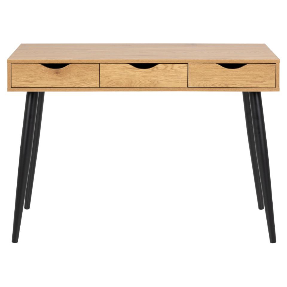 Newark Wooden Laptop Desk With 3 Drawers In Matt Wild Oak