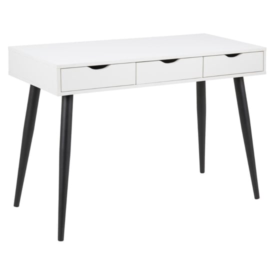 Photo of Newark wooden laptop desk with 3 drawers in white and black