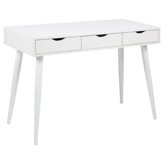 Product photograph of Newark Wooden Laptop Desk With 3 Drawers In White from Furniture in Fashion