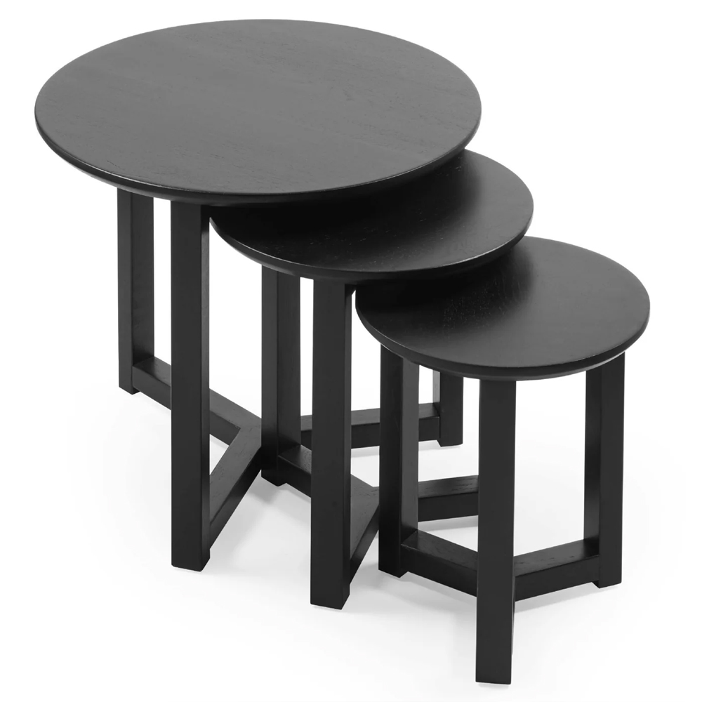 Newark Wooden Nest Of 3 Table In Black