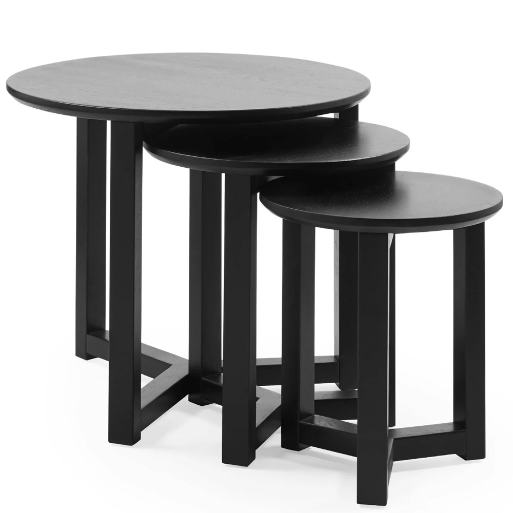 Newark Wooden Nest Of 3 Table In Black