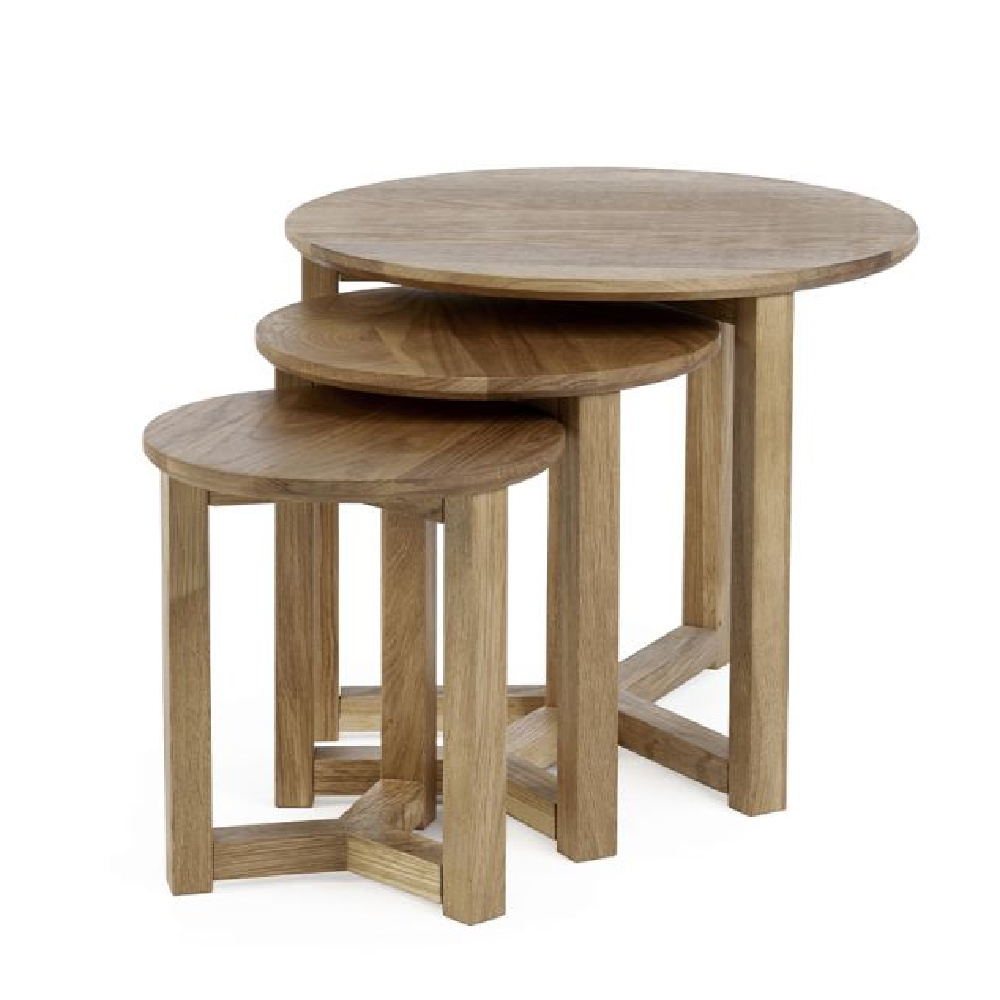Newark Wooden Nest Of 3 Table In Oak