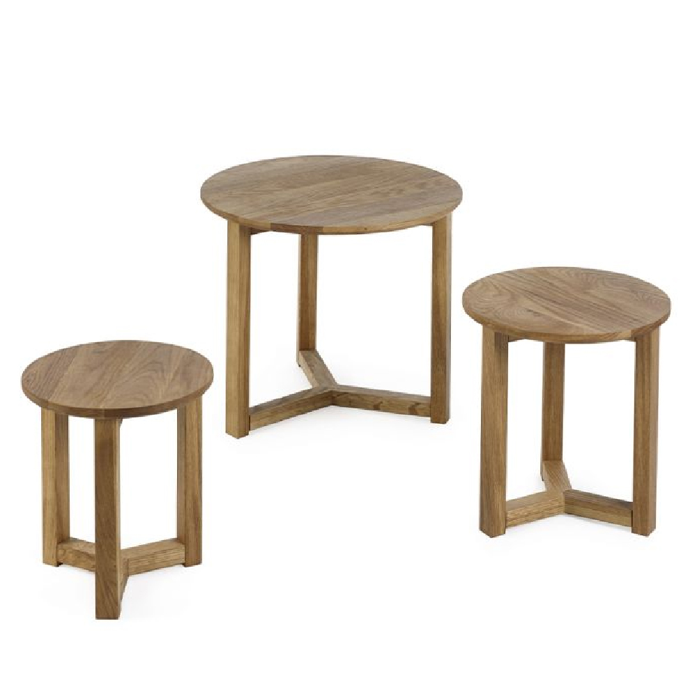 Newark Wooden Nest Of 3 Table In Oak