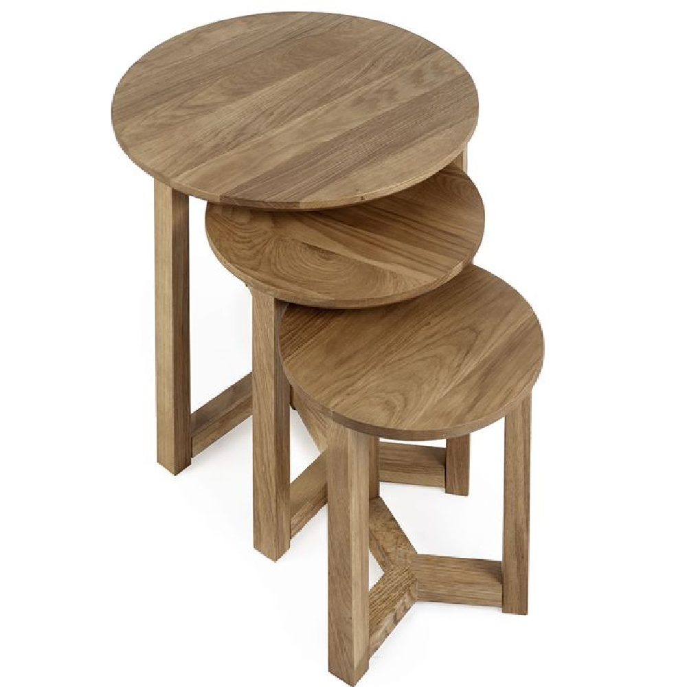 Newark Wooden Nest Of 3 Table In Oak