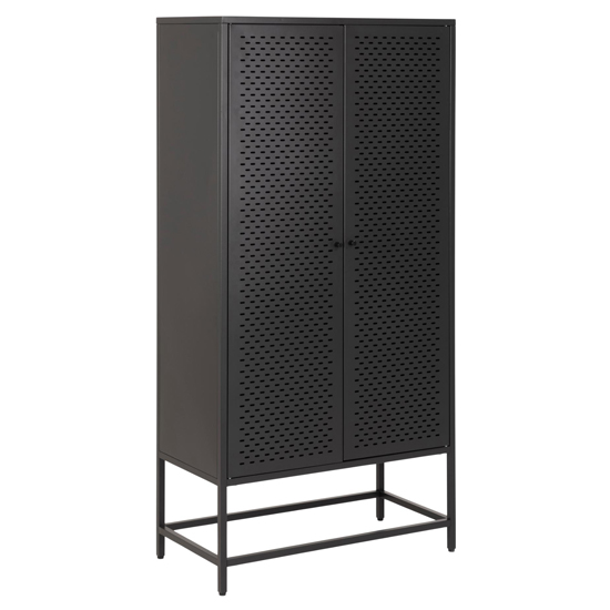 Newberry Metal 2 Doors Storage Cabinet In Matt Black_2