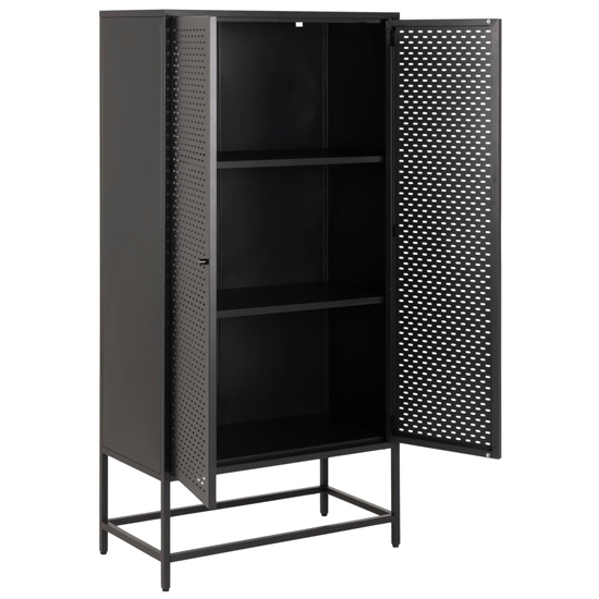 Newberry Metal 2 Doors Storage Cabinet In Matt Black_3