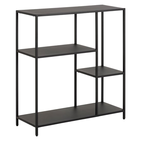 Product photograph of Newberry Metal Bookcase With 3 Shelves In Matt Black from Furniture in Fashion