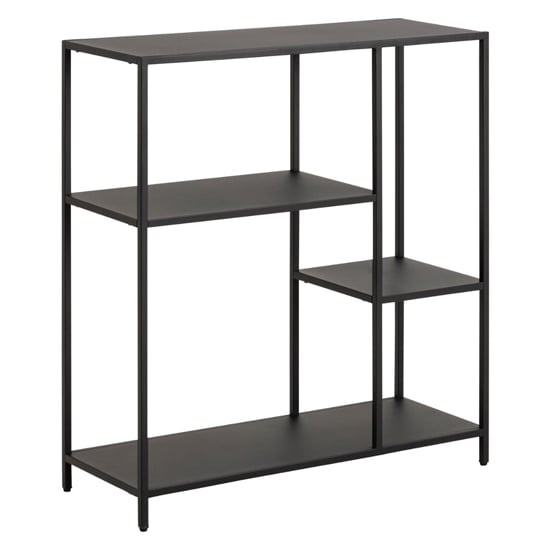 Newberry Metal 3 Shelves Bookcase In Matt Black