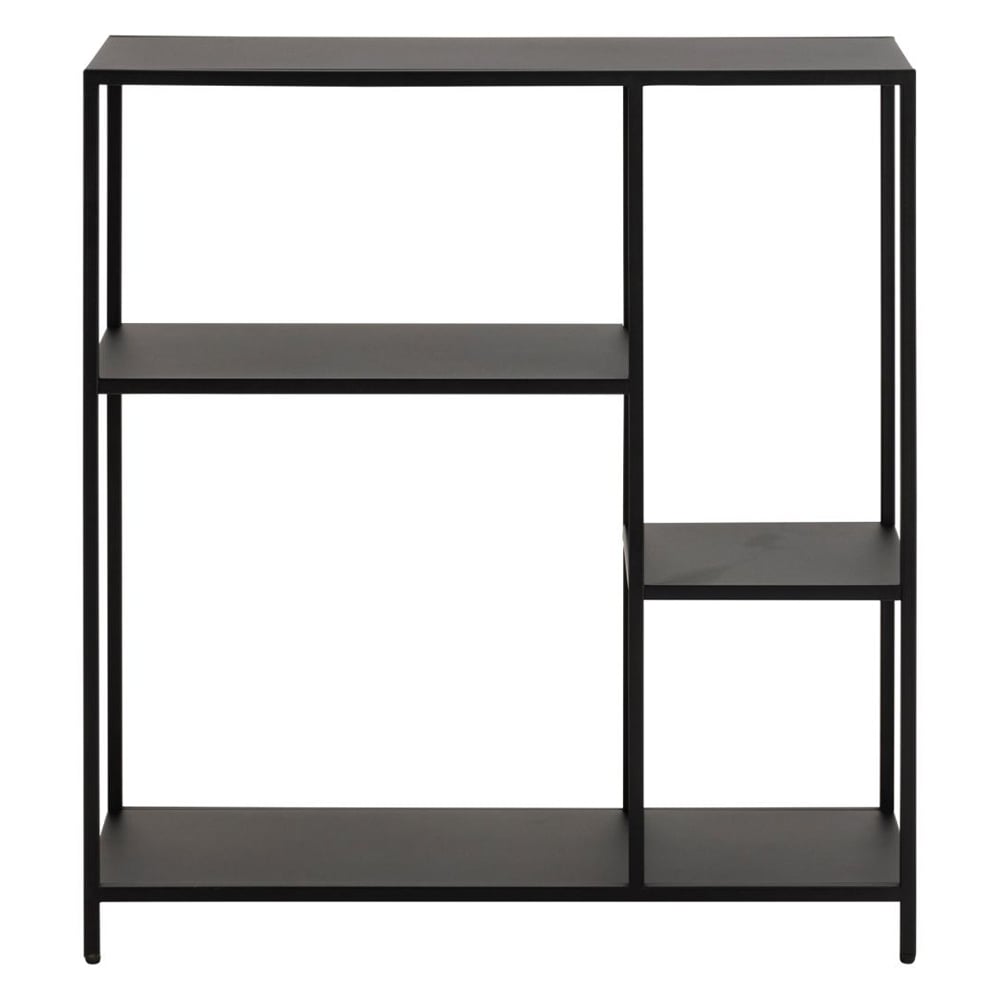 Newberry Metal Bookcase With 3 Shelves In Matt Black