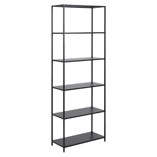 Newberry Metal 5 Shelves Bookcase In Matt Black