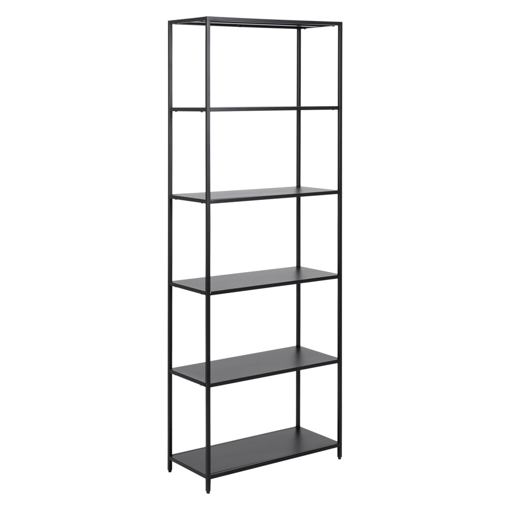 Newberry Metal Bookcase With 5 Shelves In Matt Black
