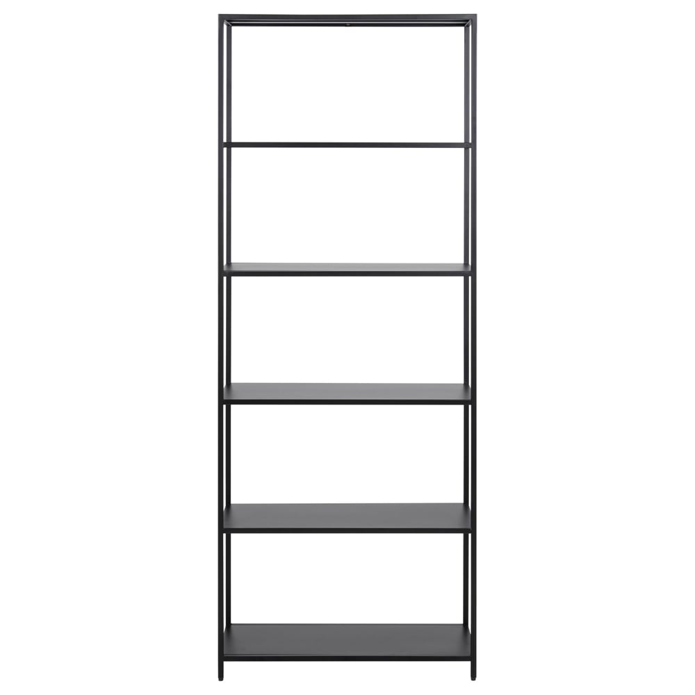 Newberry Metal Bookcase With 5 Shelves In Matt Black