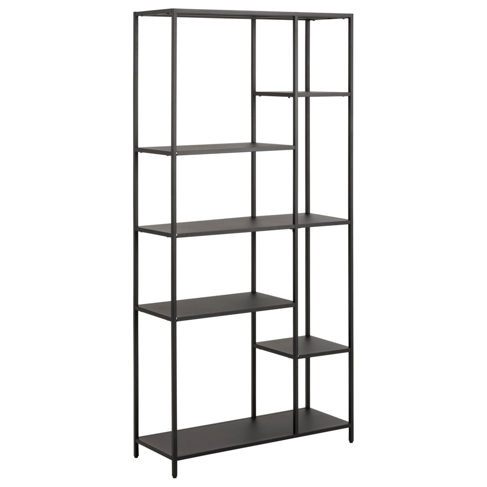 Newberry Metal Bookcase With 6 Shelves In Matt Black