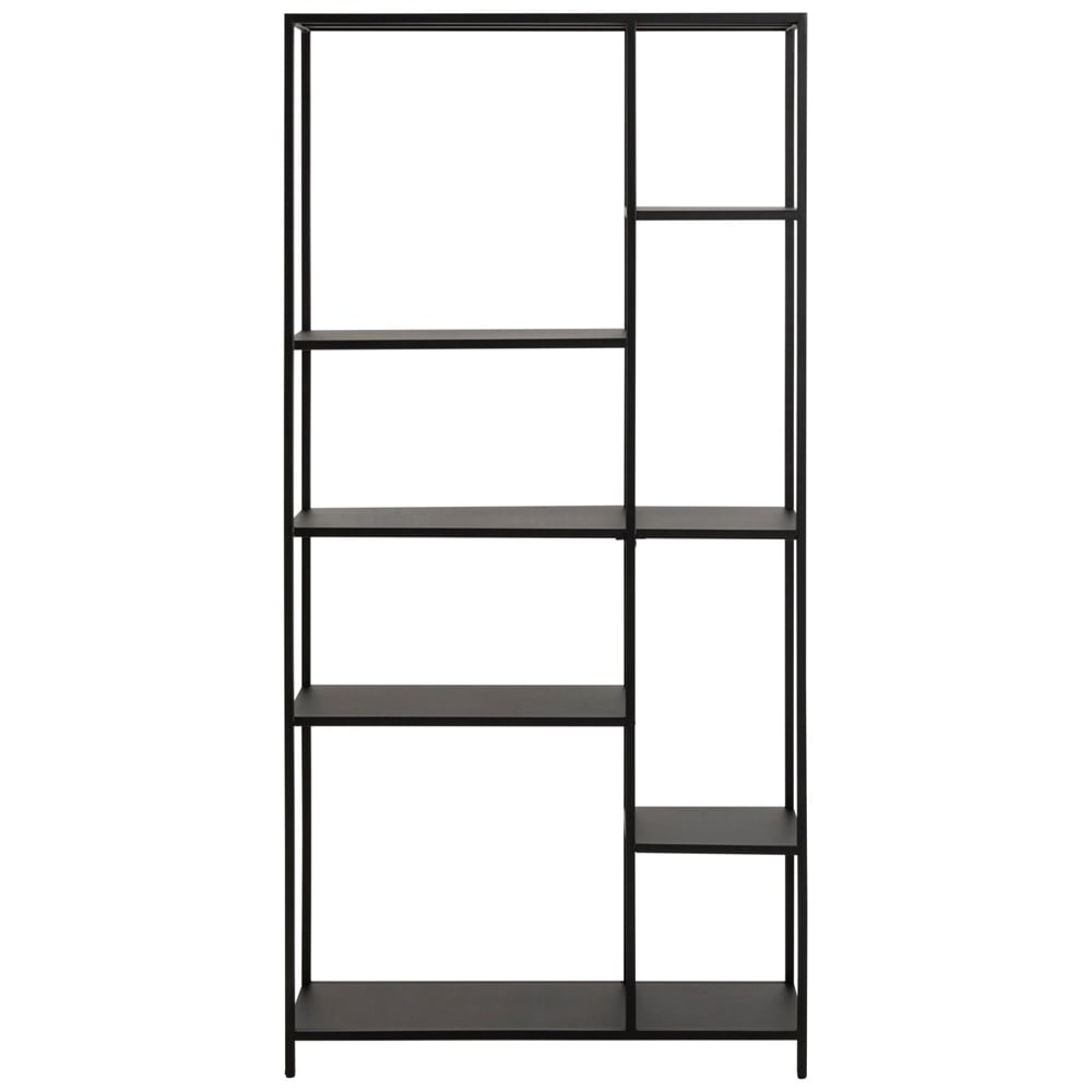 Newberry Metal Bookcase With 6 Shelves In Matt Black