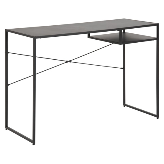 Product photograph of Newberry Metal Computer Desk With 1 Shelf In Matt Black from Furniture in Fashion