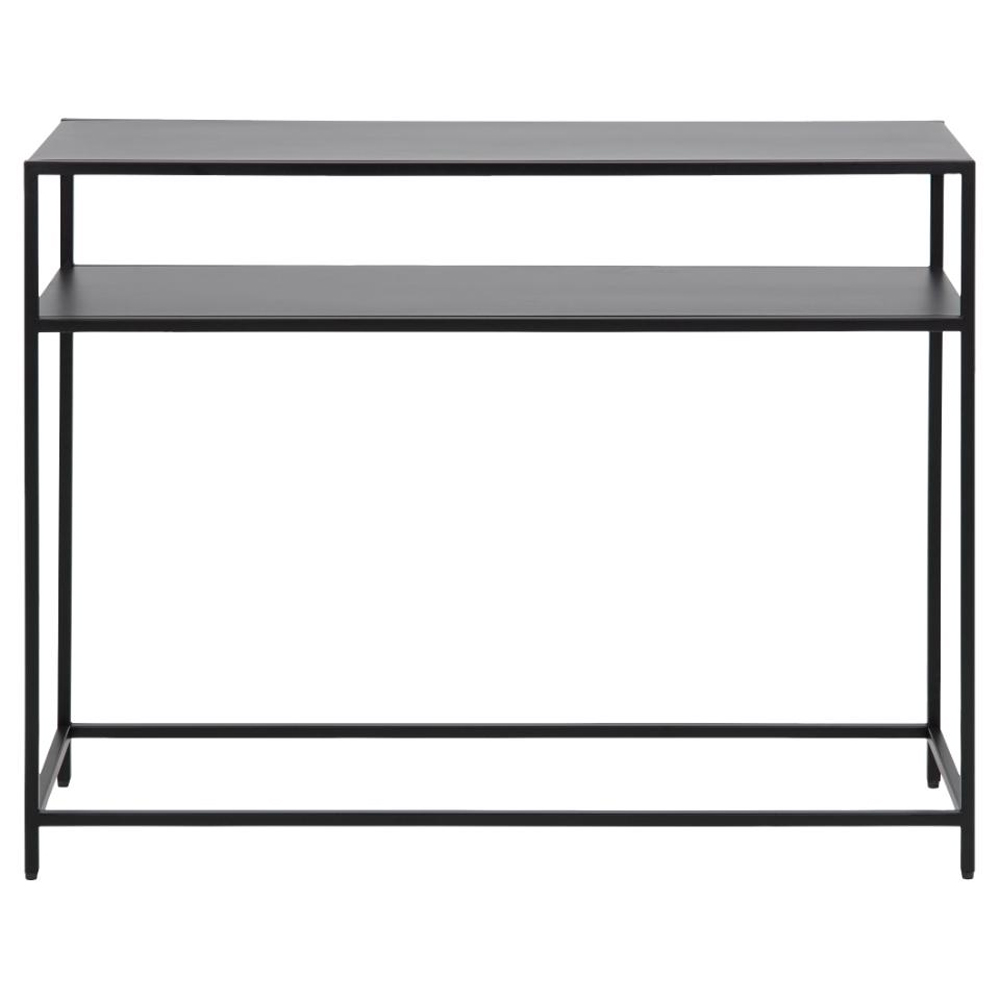 Newberry Metal Console Table With Undershelf In Matt Black