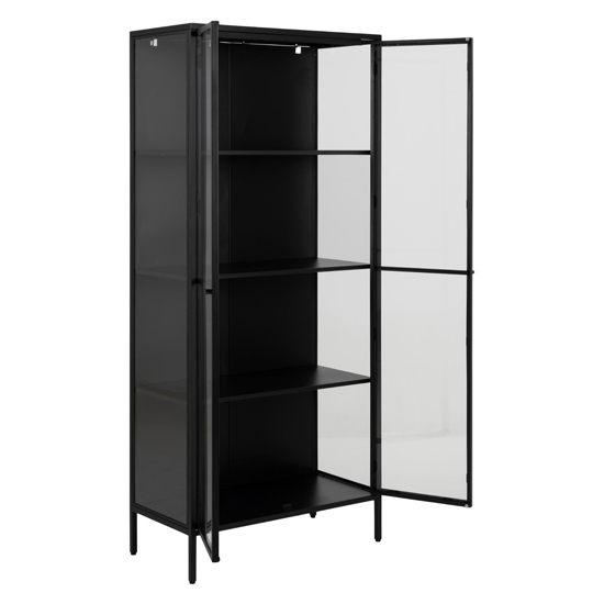 Newberry Metal Display Cabinet Large With 2 Doors In Matt Black_3