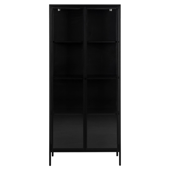 Newberry Metal Display Cabinet Large With 2 Doors In Matt Black_4
