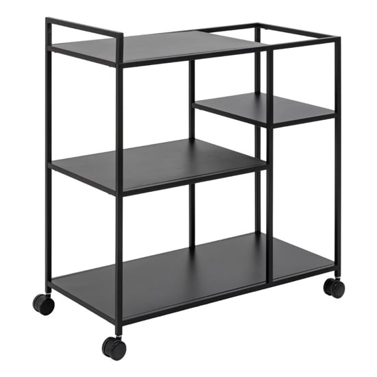 Newberry Metal Drinks Trolley With 3 Shelves In Matt Black_3