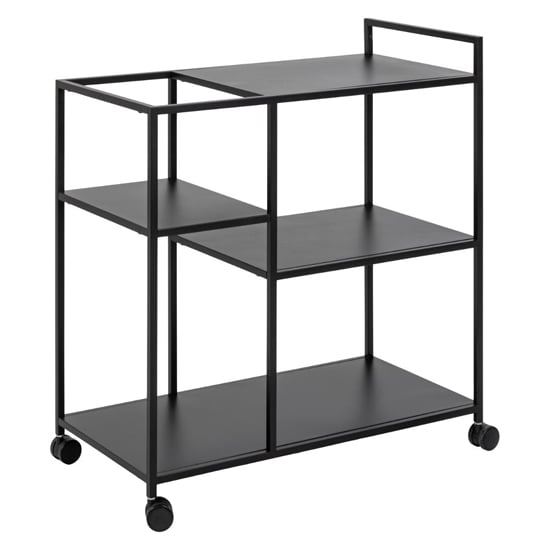 Newberry Metal Drinks Trolley With 3 Shelves In Matt Black_5