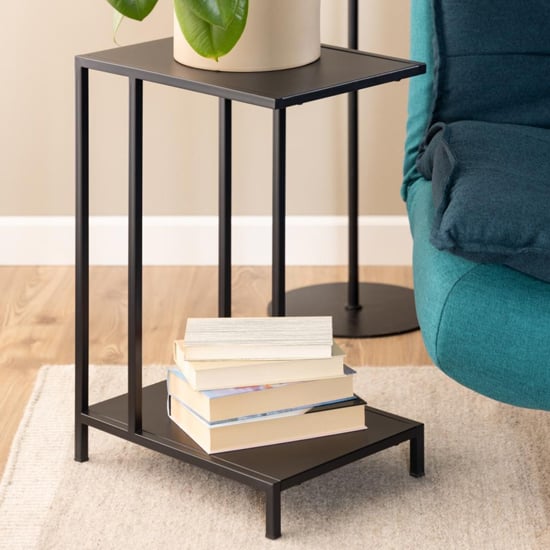 Product photograph of Newberry Metal Side Table In Matt Black from Furniture in Fashion