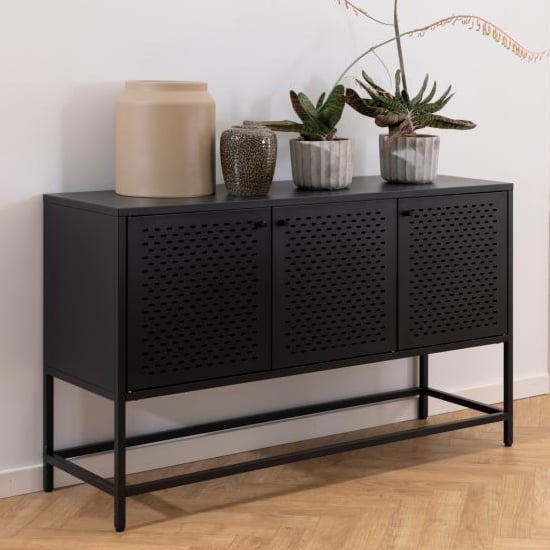 Read more about Newberry metal sideboard small with 3 doors in matt black
