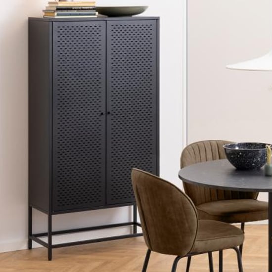 Photo of Newberry metal storage cabinet with 2 doors in matt black