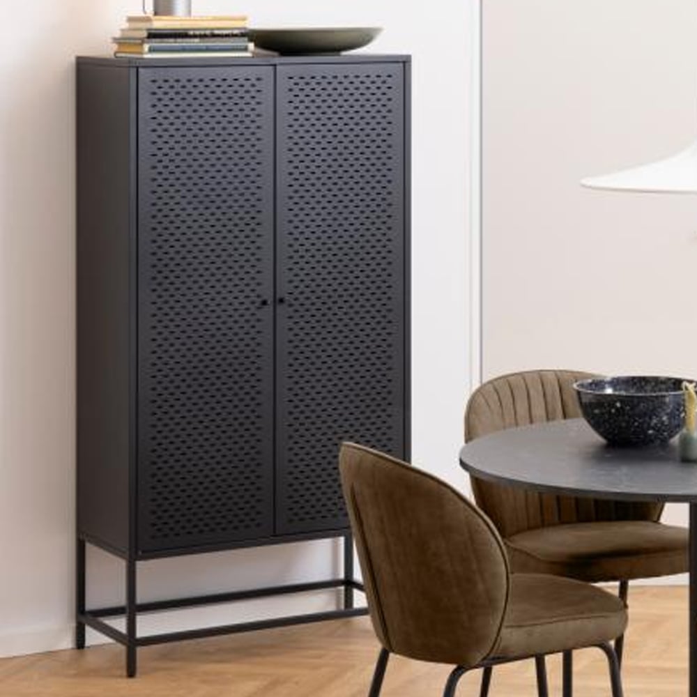 Newberry Metal Storage Cabinet With 2 Doors In Matt Black