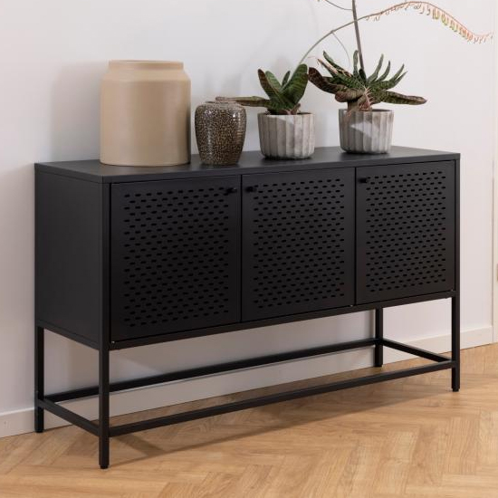 Read more about Newberry small metal 3 doors sideboard in matt black